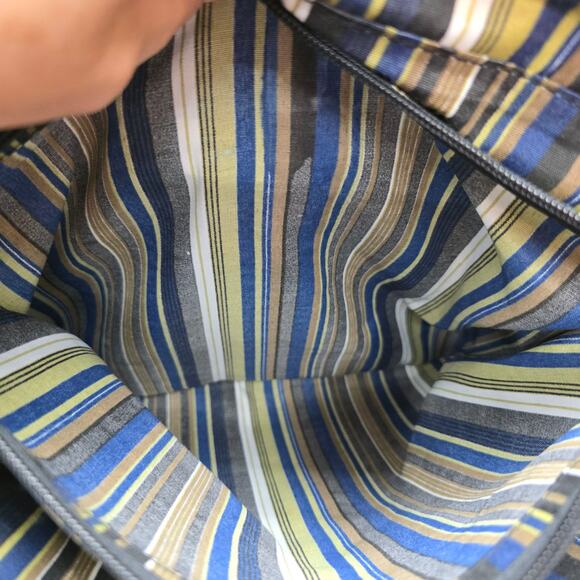 Jesslyn Blake Anthropologie Canvas & Leather Crossbody Messenger Bag Brown Blue - Picture 14 of 15